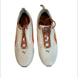 Men’s White/Orange Puma faas Golf shoes size US 11.